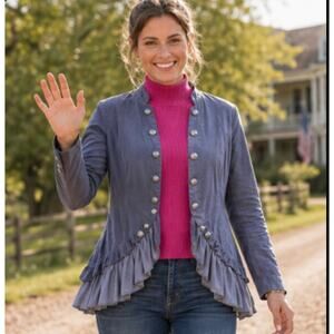 Grey Paris Military Ruffle Jacket Civil War similar Tailored